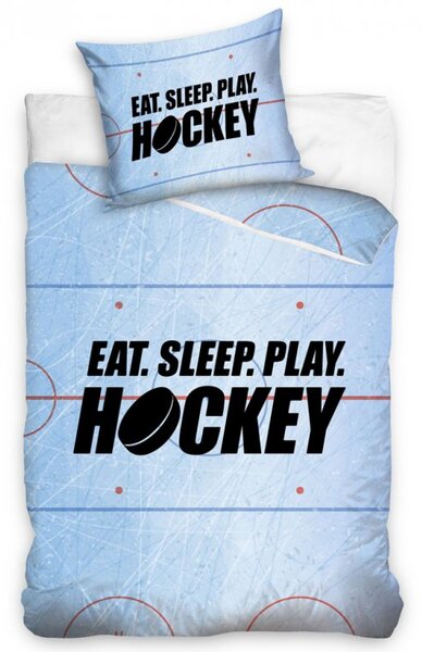 TipTrade Bavlnené obliečky 140x200 + 70x90 cm - Eat Sleep Play Hockey