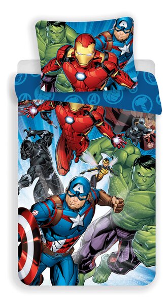 Jerry Fabrics Bavlnené obliečky 140x200 + 70x90 cm - Avengers "Brands 02"