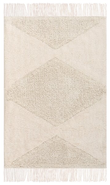 Koberec rohožka béžový bavlna 60 x 90 cm dekoratívny boho štýl obývačka detská izba