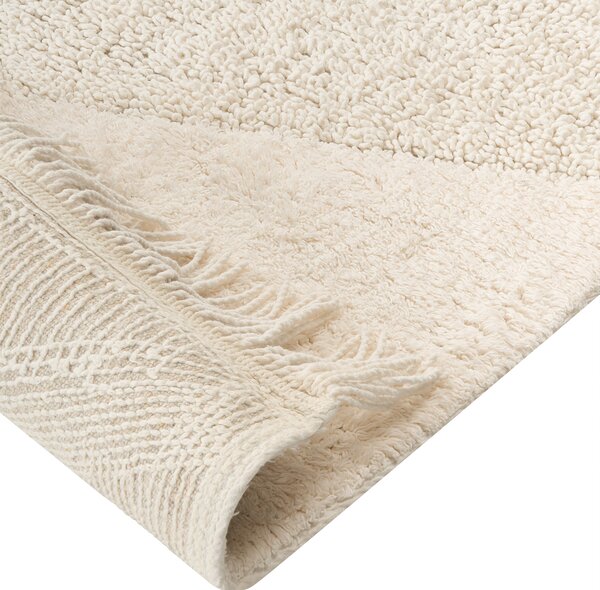 Koberec rohožka béžový bavlna 60 x 90 cm dekoratívny boho štýl obývačka detská izba