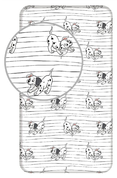 Jerry Fabrics Bavlnené napínacie prestieradlo 90x200 + 25 cm - 101 Dalmatians "Lucky Stripe"