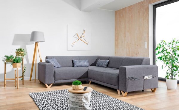Sivá rozkladacia/s úložným priestorom rohová pohovka (ľavý roh/do L) Classy Sophie – Miuform