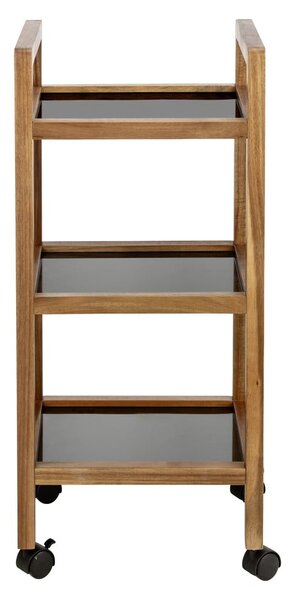 Čierny/v prírodnej farbe kúpeľňový regál z masívu akácie 35x76,5 cm Fondi – Wenko