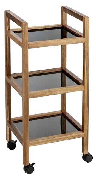 Čierny/v prírodnej farbe kúpeľňový regál z masívu akácie 35x76,5 cm Fondi – Wenko
