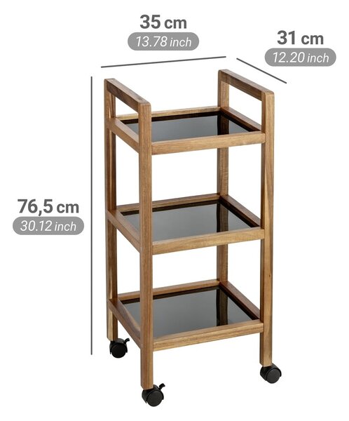 Čierny/v prírodnej farbe kúpeľňový regál z masívu akácie 35x76,5 cm Fondi – Wenko