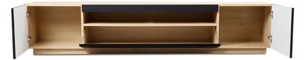 TV stolík Loftia 200 cm s otvorenou policou - dub artisan / čierny mat