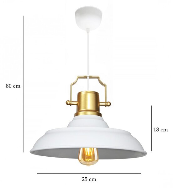 Biele závesné svietidlo s kovovým tienidlom ø 25 cm Tarsus – Opviq lights