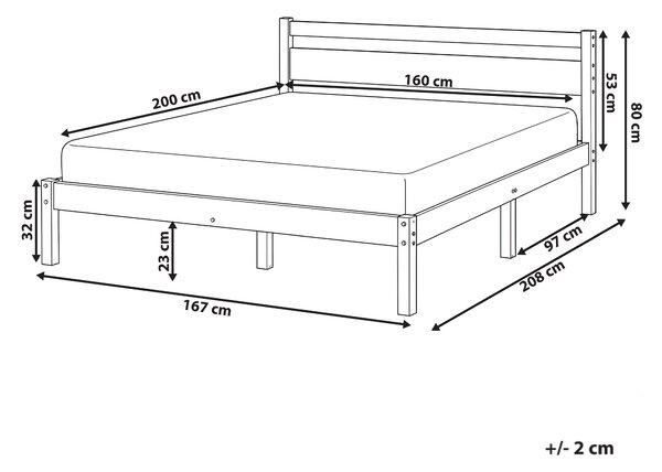 Posteľ svetlohnedá borovicové drevo 180 x 200 cm s čelom a lamelovým roštom minimalistický škandinávsky štýl spálňa