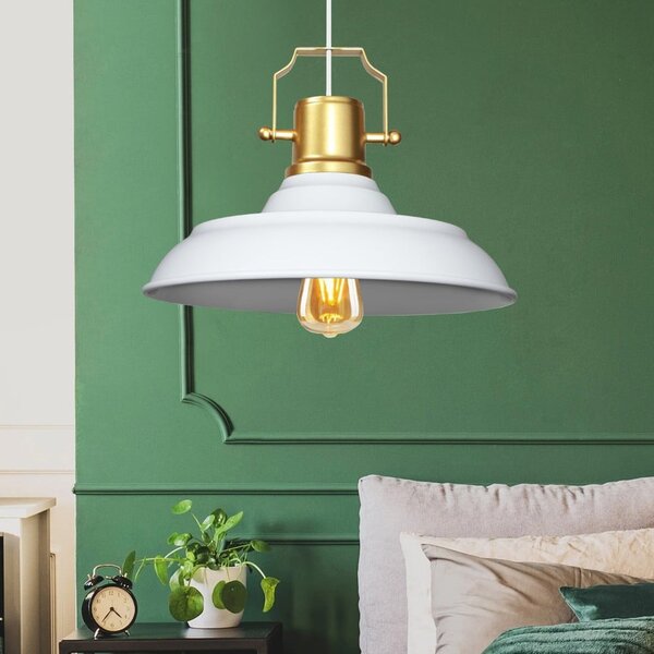 Biele závesné svietidlo s kovovým tienidlom ø 25 cm Tarsus – Opviq lights
