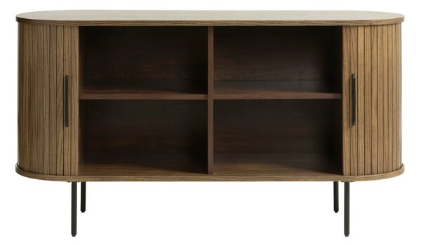 Hnedá nízka komoda v dekore duba s posuvnými dverami 140x76 cm Nola – Unique Furniture