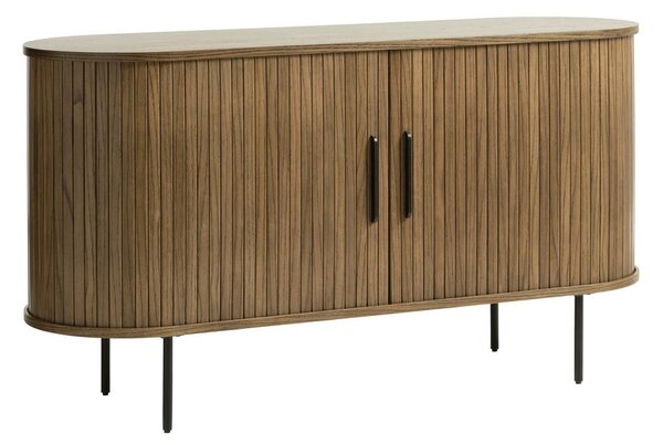 Hnedá nízka komoda v dekore duba s posuvnými dverami 140x76 cm Nola – Unique Furniture