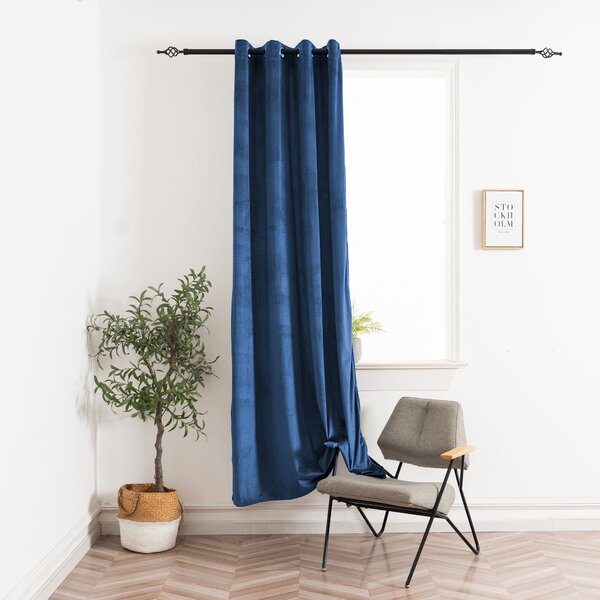 Zatemňovacia záclona ELVIO VELVET 140x250 cm, námornícka modrá Zavesenie: Kovové krúžky