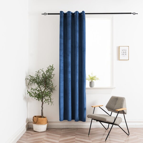Zatemňovacia záclona ELVIO VELVET 140x250 cm, námornícka modrá Zavesenie: Kovové krúžky