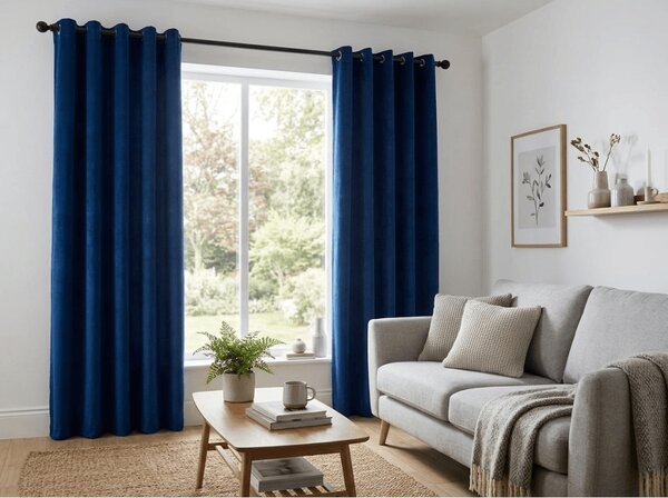 Zatemňovacia záclona ELVIO VELVET 140x250 cm, námornícka modrá Zavesenie: Kovové krúžky