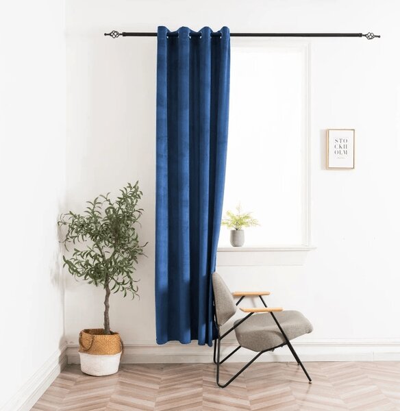 Zatemňovacia záclona ELVIO VELVET 140x250 cm, námornícka modrá Zavesenie: Kovové krúžky