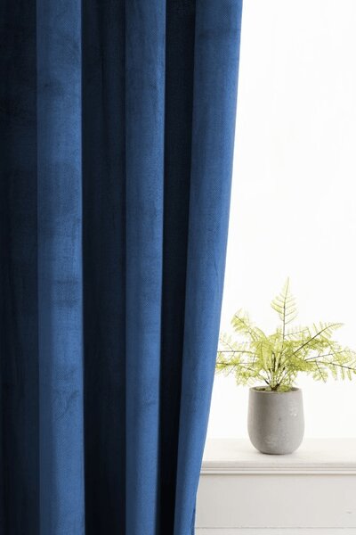 Zatemňovacia záclona ELVIO VELVET 140x250 cm, námornícka modrá Zavesenie: Kovové krúžky