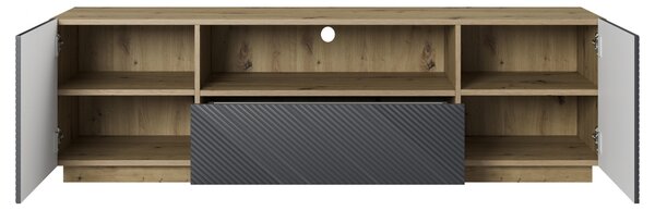 RTV skrinka s zásuvkou Asha 167 cm - dub artisan / matný riviera kameň