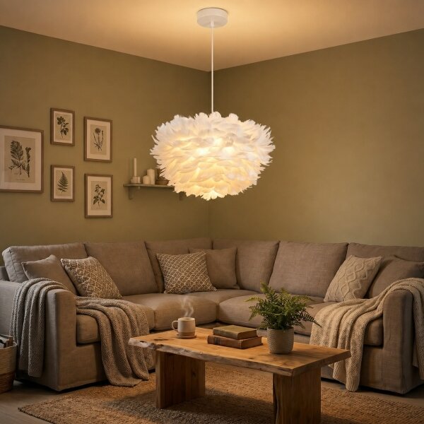 Brilagi - Luster na lanku FEATHER 3xE27/40W/230V pr. 40 cm biely