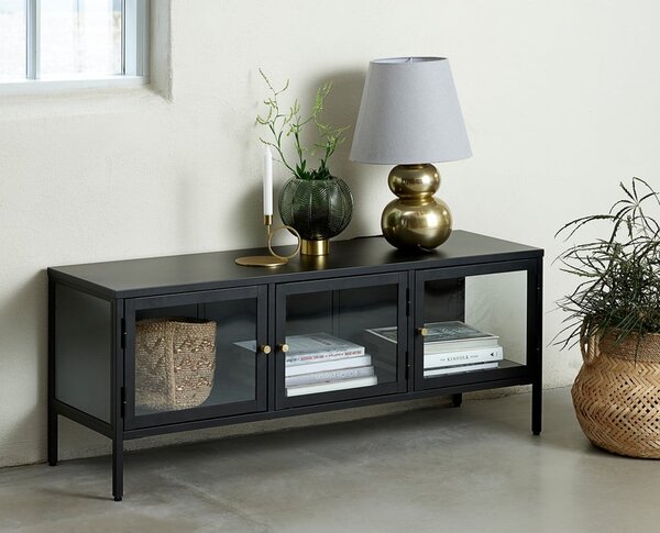 Čierny kovový TV stolík 132x52 cm Carmel - Unique Furniture