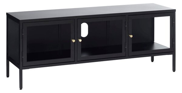 Čierny kovový TV stolík 132x52 cm Carmel - Unique Furniture