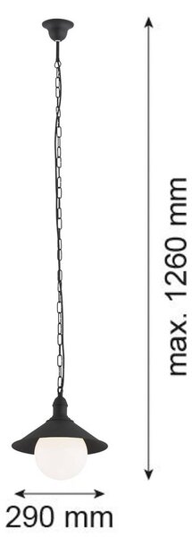 Vonkajšia závesná lampa Enduro, čierna, oceľ, sklo, IP44, E27, Čierna, kov, Závesné svietidlo