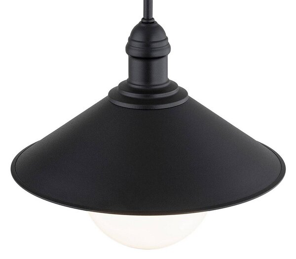 Vonkajšia závesná lampa Enduro, čierna, oceľ, sklo, IP44, E27, Čierna, kov, Závesné svietidlo