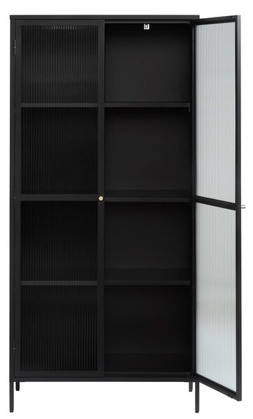 Čierna kovová vitrína 90x190 cm Bronco - Unique Furniture