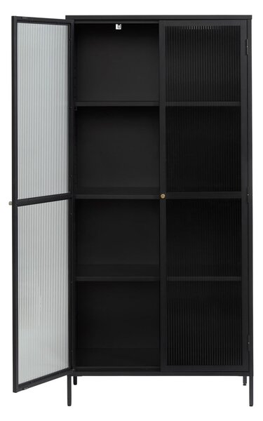Čierna kovová vitrína 90x190 cm Bronco - Unique Furniture