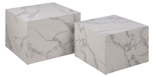 Biele konferenčné stolíky v dekore mramoru v súprave 2 ks 58x58 cm Dice – Actona