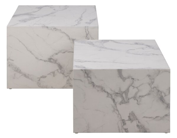 Biele konferenčné stolíky v dekore mramoru v súprave 2 ks 58x58 cm Dice – Actona