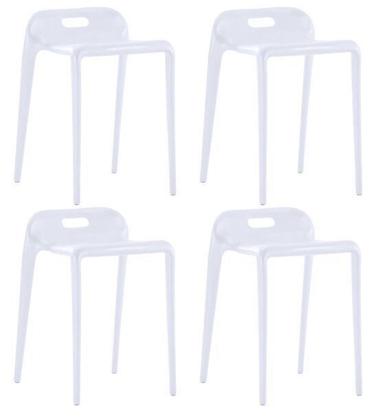 Stohovateľné stoličky 4 ks biele plastové