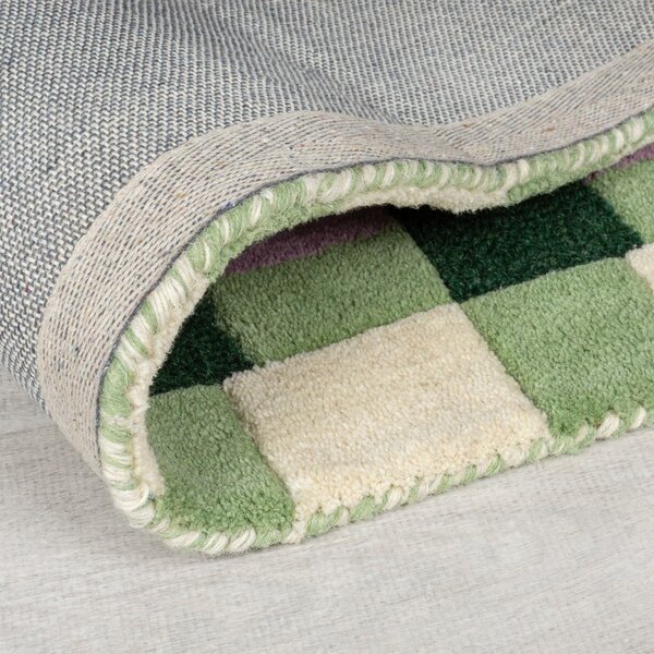 Zeleno-fialový ručne tkaný vlnený koberec 160x230 cm Kai Wool Border - Flair Rugs