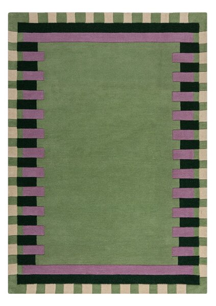 Zeleno-fialový ručne tkaný vlnený koberec 160x230 cm Kai Wool Border - Flair Rugs