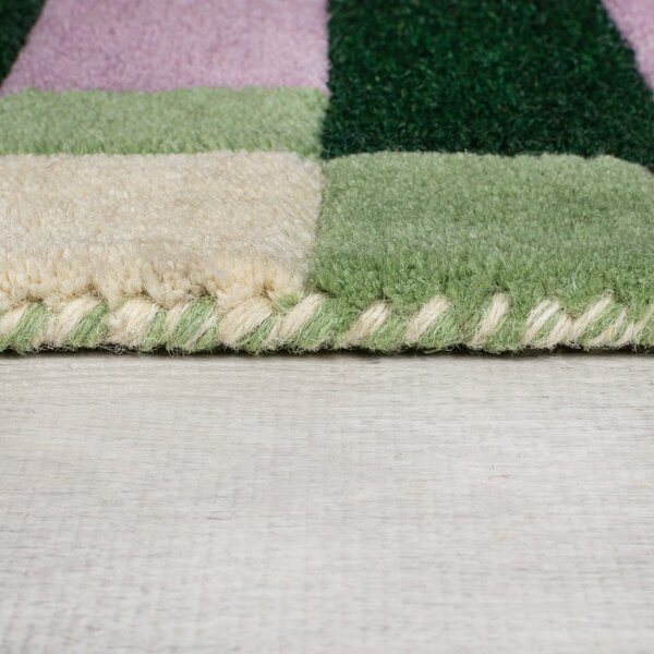 Zeleno-fialový ručne tkaný vlnený koberec 160x230 cm Kai Wool Border - Flair Rugs