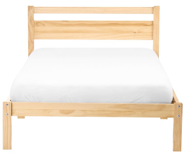 Posteľ svetlohnedá borovicové drevo 120 x 200 cm s čelom a lamelovým roštom minimalistický škandinávsky štýl spálňa