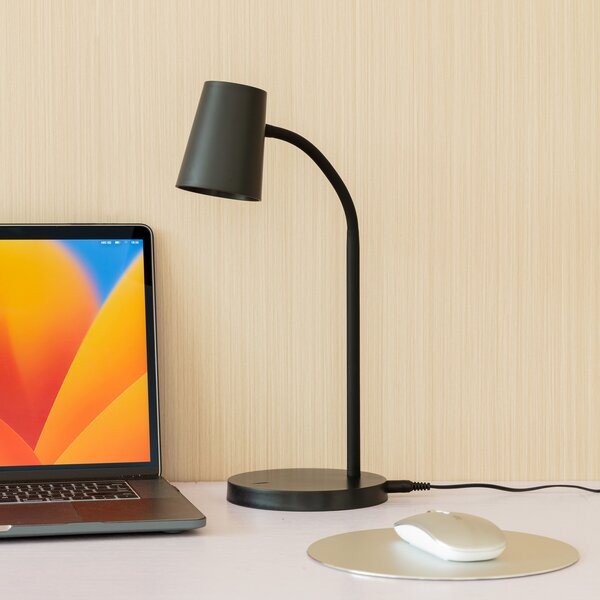 Stolové Lampa Lindby, Ailina, stmievateľné, Čierna, Pracovňa, Plast, Moderný