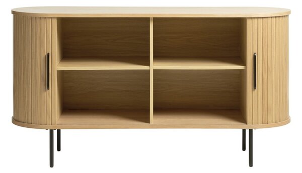 Nízka komoda v dekore duba s posuvnými dverami v prírodnej farbe 140x76 cm Nola – Unique Furniture