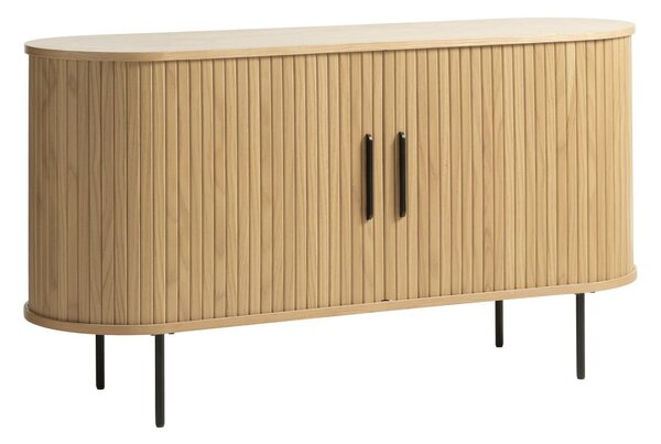 Nízka komoda v dekore duba s posuvnými dverami v prírodnej farbe 140x76 cm Nola – Unique Furniture