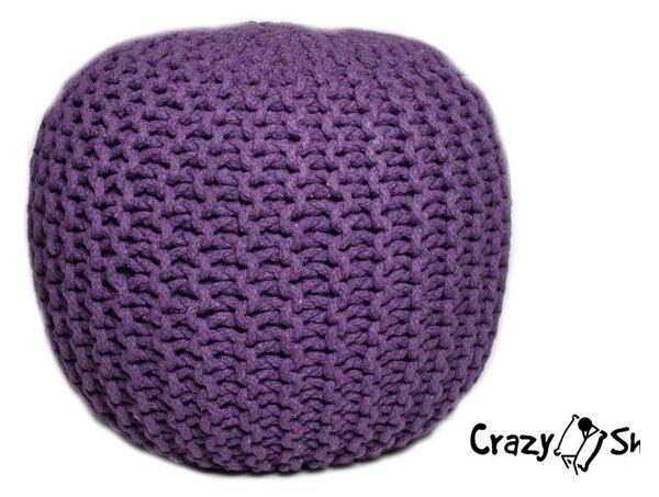 CrazyShop pletený PUF SOLID, fialová