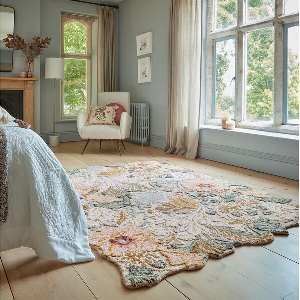 Svetloružový ručne tkaný vlnený koberec 120x170 cm Daphne Shaped Floral – Flair Rugs