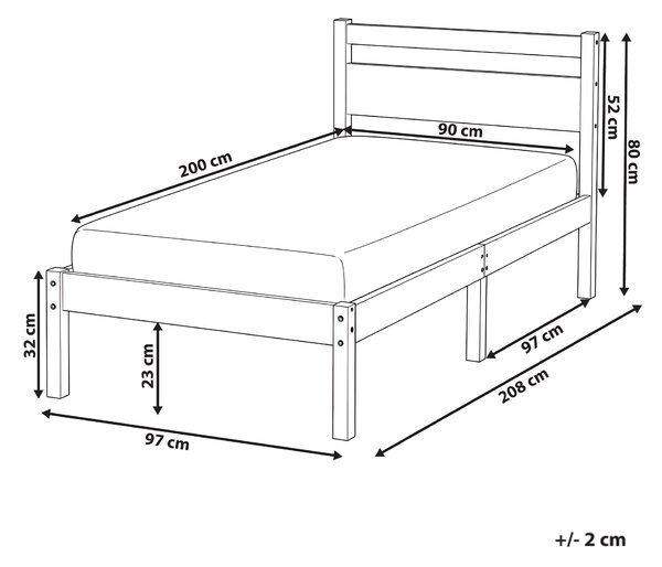 Posteľ svetlohnedá borovicové drevo 90 x 200 cm s čelom a lamelovým roštom minimalistický škandinávsky štýl spálňa