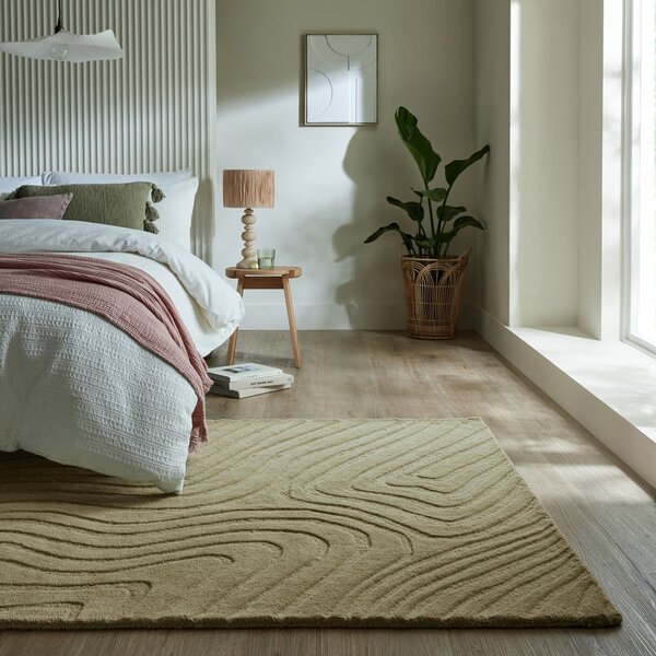 Kaki ručne tkaný vlnený koberec 120x170 cm Mesmerise Sage – Flair Rugs