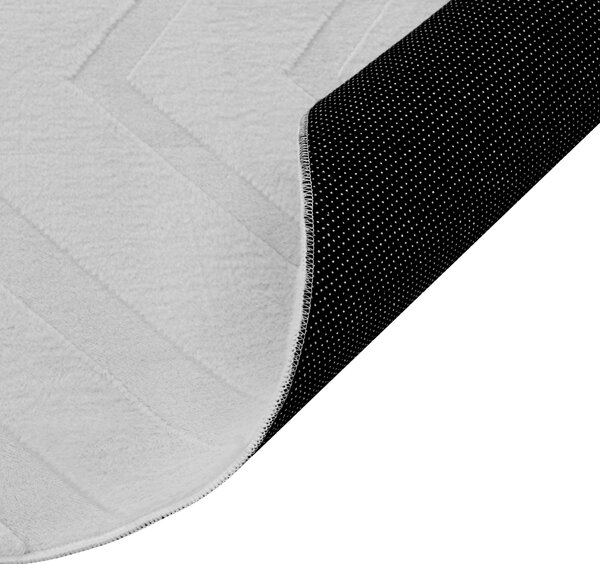 Koberec krémová biela látka 160 x 160 cm žakárový štvorcový tvar kosoštvorcový geometrický vzor moderný štýl obývacia izba spálňa