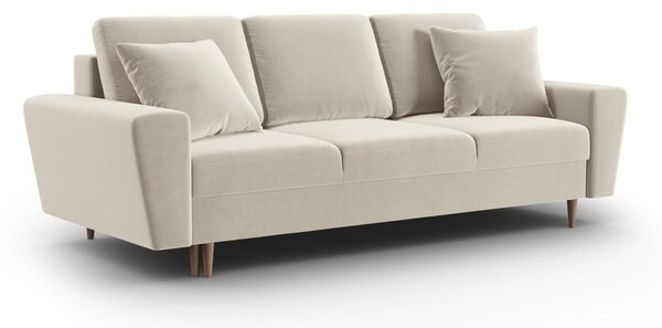 Béžová zamatová rozkladacia/s úložným priestorom pohovka 235 cm Kyoto – Cosmopolitan Design