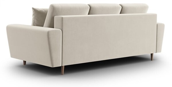 Béžová zamatová rozkladacia/s úložným priestorom pohovka 235 cm Kyoto – Cosmopolitan Design