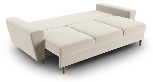 Béžová zamatová rozkladacia/s úložným priestorom pohovka 235 cm Kyoto – Cosmopolitan Design
