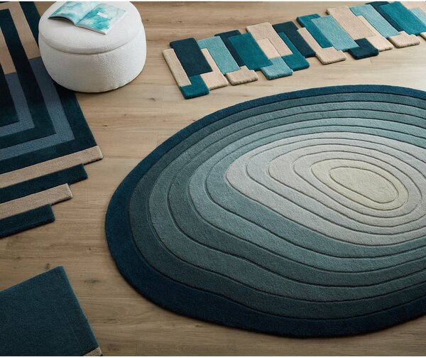 Modrý vlnený koberec 160x230 cm Puddle Ombre Wool – Flair Rugs