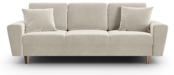 Béžová zamatová rozkladacia/s úložným priestorom pohovka 235 cm Kyoto – Cosmopolitan Design