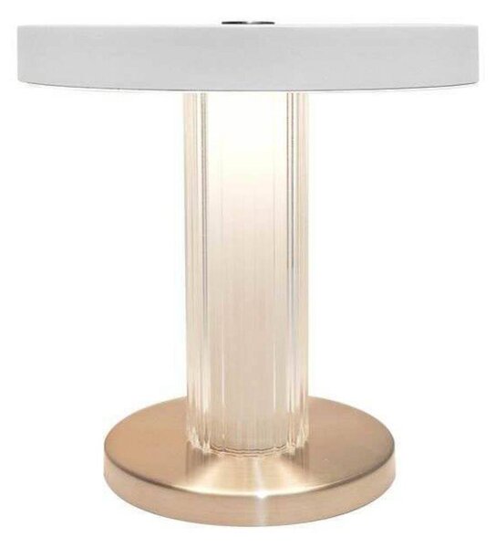 Stolová LED lampa Trezzi, biela, výška 22 cm, kov/sklo, Biela / opálová, Obývacia izba / jedáleň, kov, Škandinávsky, Stojacie svietidlo
