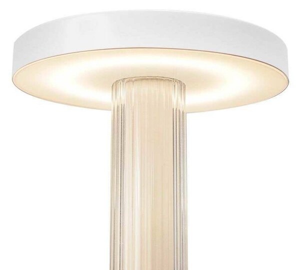 Stolová LED lampa Trezzi, biela, výška 22 cm, kov/sklo, Biela / opálová, Obývacia izba / jedáleň, kov, Škandinávsky, Stojacie svietidlo